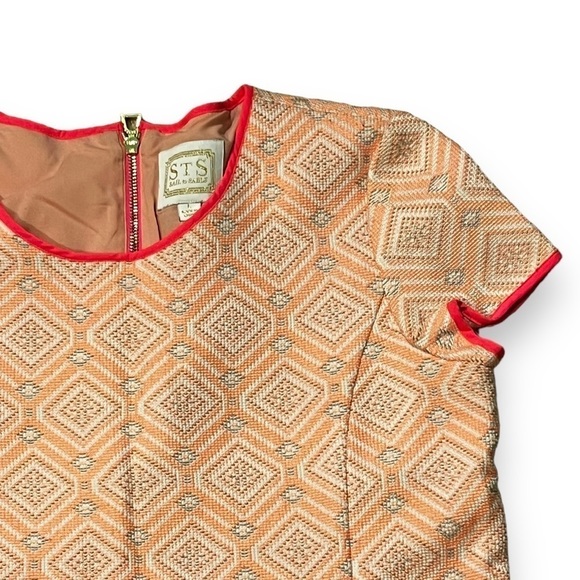 STS Sail to Sable Melon Jacquard Top Short Sleeve Neon Hot Pink Trim Zip Large - Picture 5 of 9